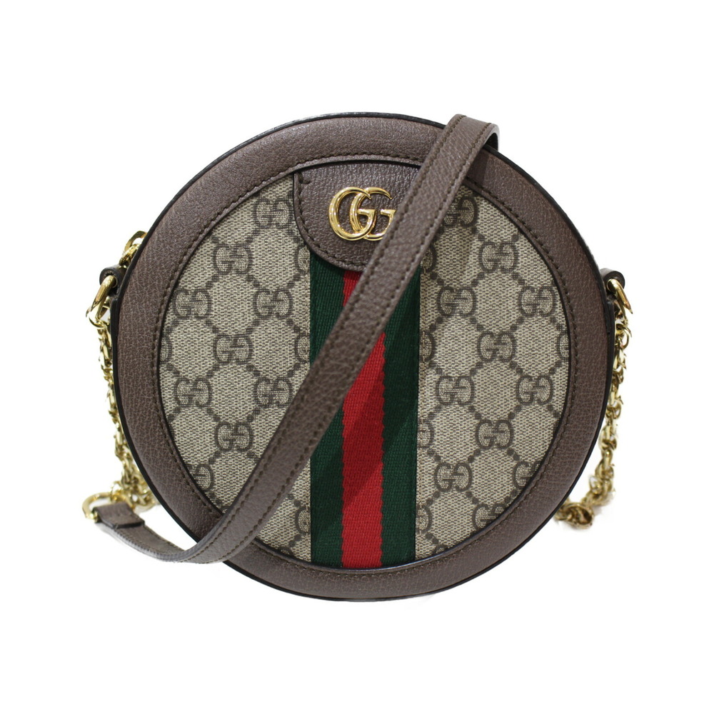 GUCCI GG Round Shoulder Bag Brown Canvas